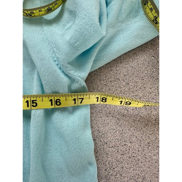 Chicos Rushed Sleeve Cardigan Women 0 Small Beach Aqua Sweater Sheer NWT - Picture 8 of 9